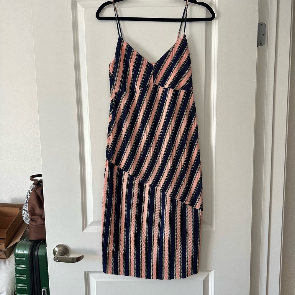 Topshop Asymmetrical Striped Dress Pink Blue SleevelessWomen’s Size 4 Summer